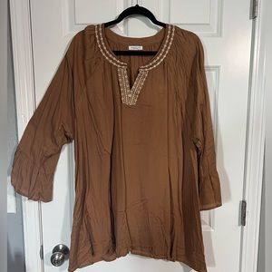 Tan embroidered top - size 2X - chic soul brand - new w/o tags- needs steamed